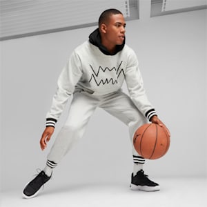Franchise Core Men's Basketball Hoodie, Light Gray Heather-PUMA Black, extralarge-IND