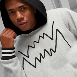 メンズ バスケットボール フランチャイズ コア フーディー, Light Gray Heather-PUMA Black, extralarge-JPN