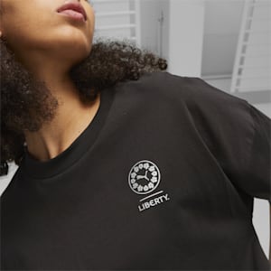 Camiseta con gráfico PUMA x LIBERTY para mujer, PUMA Black, extralarge