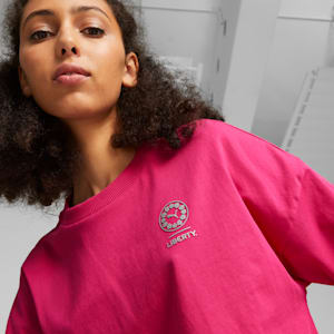 PUMA x LIBERTY Women's Graphic Tee, Pinktastic, extralarge