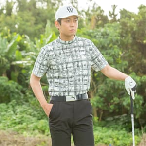 メンズ ゴルフ EGW グラフィック 半袖 モックネック シャツ, Bright White