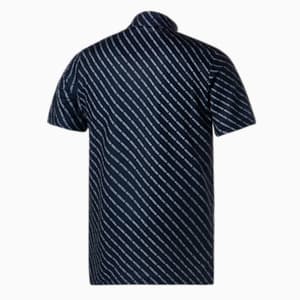 メンズ ゴルフ グラフィック ストライプ 半袖 モックネック シャツ, Navy Blazer, extralarge-JPN