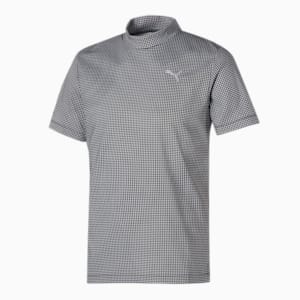 メンズ ゴルフ HOUNDTOOTH グラフィック 半袖 モックネック ポロシャツ, PUMA Black, extralarge-JPN