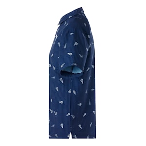メンズ ゴルフ フラッグプリント シアサッカー 半袖 ポロシャツ, Navy Blazer