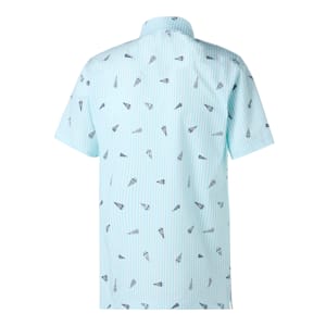 メンズ ゴルフ フラッグプリント シアサッカー 半袖 ポロシャツ, Tropical Aqua