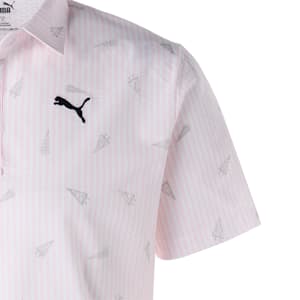 メンズ ゴルフ フラッグプリント シアサッカー 半袖 ポロシャツ, Pearl Pink