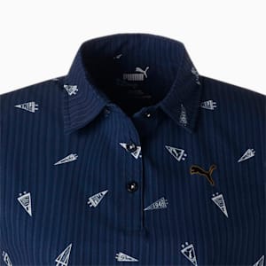 ウィメンズ ゴルフ フラッグ プリント シアサッカー 半袖 ポロシャツ, PUMA Black, extralarge-JPN