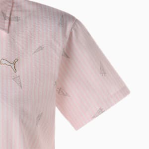 ウィメンズ ゴルフ フラッグ プリント シアサッカー 半袖 ポロシャツ, Pearl Pink