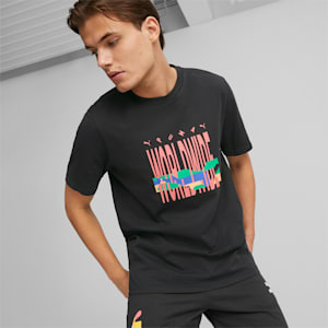 PUMA Worldwide Unisex Regular Fit Graphic Tee, PUMA Black, extralarge-IND