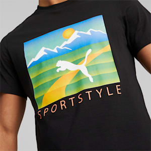Camiseta estampada Outdoor Cat para hombre, PUMA Black