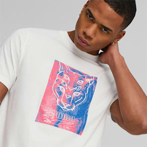Camiseta estampada Mirage Cat para hombre, PUMA White