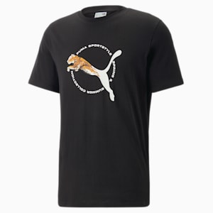 Camiseta estampada Real Cat para hombre, PUMA Black