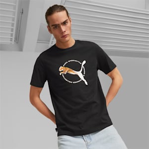 Camiseta estampada Real Cat para hombre, PUMA Black