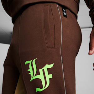 PUMA HOOPS x LAFRANCÉ Men's Track Pants, Chestnut Brown-Sand Dune-Green Gecko, extralarge
