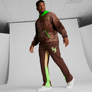 PUMA HOOPS x LAFRANCÉ Men's Track Pants, Chestnut Brown-Sand Dune-Green Gecko, extralarge