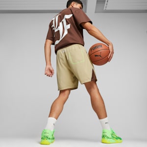 Shorts PUMA HOOPS x LAFRANCÉ para mujer, Sand Dune-Chestnut Brown, extralarge