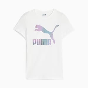Playera con logotipo iridiscente para adolescentes Classics, PUMA White, extralarge