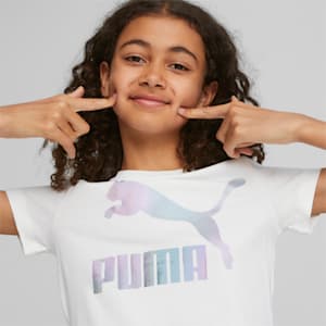 Playera con logotipo iridiscente para adolescentes Classics, PUMA White, extralarge