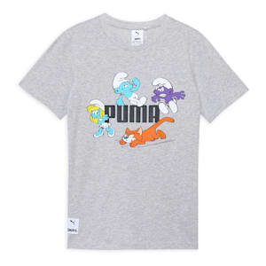 PUMA x THE SMURFS Kids' Tee, Light Gray Heather, extralarge-IND