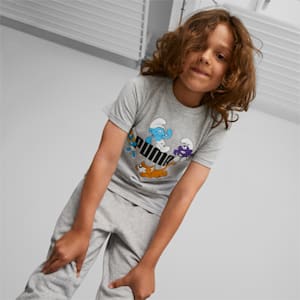 PUMA x THE SMURFS Kids' Tee, Light Gray Heather, extralarge-IND