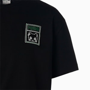 ユニセックス NEKO SAN フェイス 刺繍 半袖 Tシャツ, Puma Black, extralarge-JPN