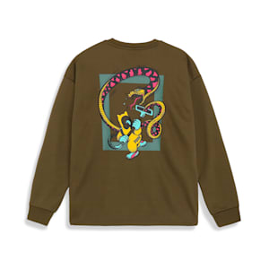 メンズ スケートボード Tシャツ PES 長袖, Olive Drab, extralarge-JPN