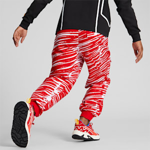 Puma Iconic MCS logo sweatpants in black, Rosso Corsa, extralarge