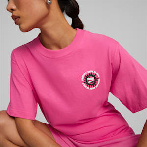 DOWNTOWN Relaxed Graphic  Relaxed Fit Womens T-Shirt, Glowing Pink