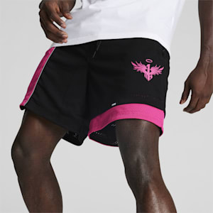PUMA x LAMELO BALL Toxic Basketball Shorts III, PUMA Black-Glowing Pink, extralarge
