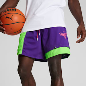 PUMA x LAMELO BALL Toxic Basketball Shorts III, Team Violet-Green Gecko, extralarge