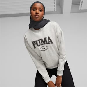 ウィメンズ PUMA SQUAD クルースウェット, Light Gray Heather, extralarge-JPN