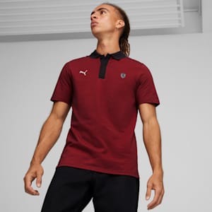 Scuderia Ferrari Style 2-Tone Men's Motorsport Polo, Rosso Corsa, extralarge-IND