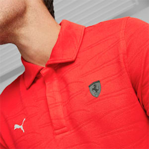 Scuderia Ferrari Style Men's Motorsport Jacquard Polo, Rosso Corsa, extralarge-IND