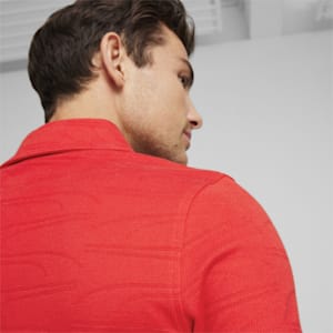 メンズ フェラーリ スタイル ジャガード 半袖 ポロシャツ, Rosso Corsa, extralarge-JPN