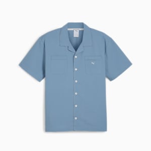MMQ Men's Seersucker Shirt, Zen Blue, extralarge