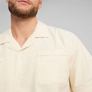 MMQ Men's Seersucker Shirt, Alpine Snow, extralarge-IND