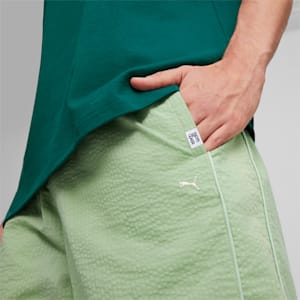 MMQ Men's Seersucker Shorts, Pure Green, extralarge