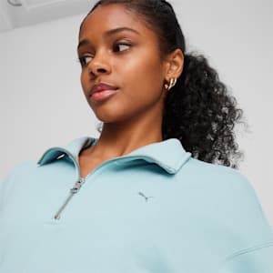YONA Women's Half-Zip Sweatshirt, Turquoise Surf, extralarge-IND