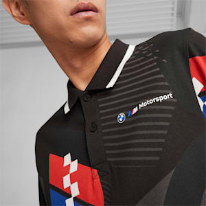 BMW M Motorsport Men's All-Over Print Polo, PUMA Black-AOP, extralarge