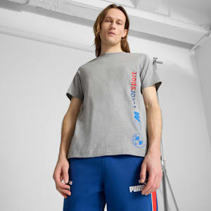 BMW M Motorsport Men's Logo Tee, Medium Gray Heather, extralarge