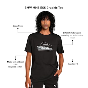BMW M Motorsport Men's Graphic T-shirt, PUMA Black, extralarge-IND