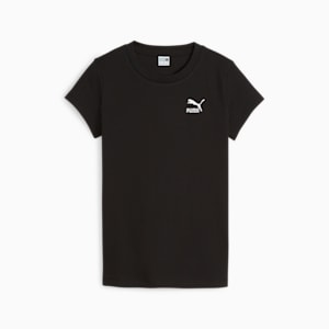 CAMISETA PUMA MUJER ESS CROPPED LOGO TEE NEGRO BLANC0. PUMA