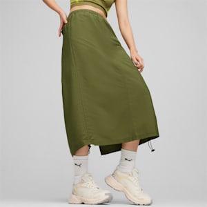 DARE TO Women's Midi Woven Skirt, Olive Green, extralarge