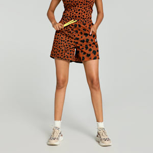 DOWNTOWN Kitten Women's Woven Shorts, Teak-AOP, extralarge-IND