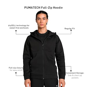PUMATECH Men's Full-Zip Hoodie, PUMA Black, extralarge-IND