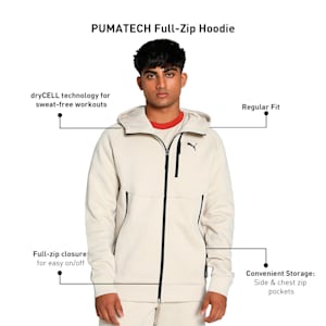 PUMATECH Men's Full-Zip Hoodie, Desert Dust, extralarge-IND