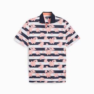 Garden Pique Men's Golf Polo, Deep Navy-Melon Punch, extralarge