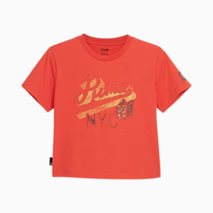 NYC REMIX Women's Cropped Graphic Tee, Fall Foliage, extralarge