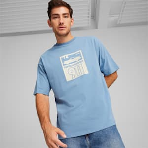 メンズ ポルシェ レガシー ステートメント グラフィック 半袖 Tシャツ, Zen Blue, extralarge-JPN