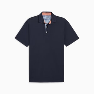 Gingham Solid Men's Golf Pique Polo, Deep Navy, extralarge